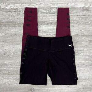 Victoria Secret PINK Seamless Red Black Ombre Logo High Waist Sports Athletic XS